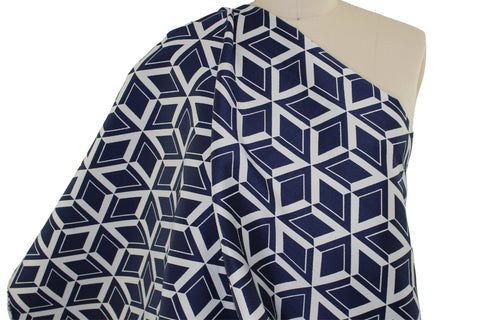 Cubic Measures Reversible Brocade - Navy/White