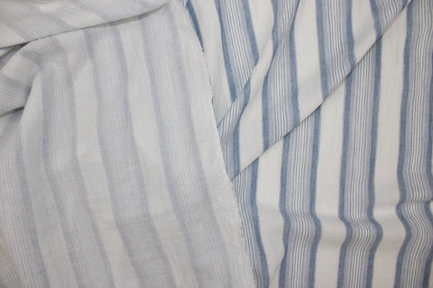 1 1/2+ yards of Striped Cotton Double Gauze - Blue/White