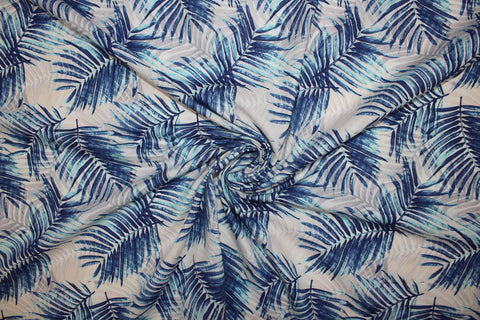 2 3/4+ yards of Palm Fronds Wide Cotton Shirting - Blues