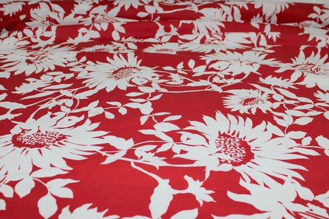2 yards of Flower Power Stretch Cotton - Red/White