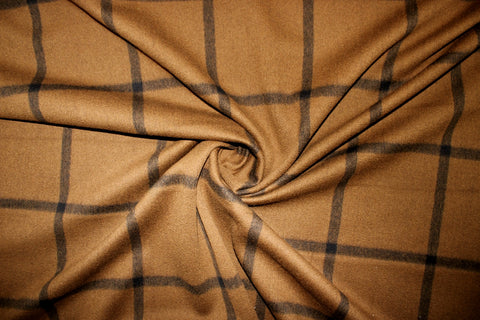 3 yards of Italian Blanket Plaid Coating - Black on Brown