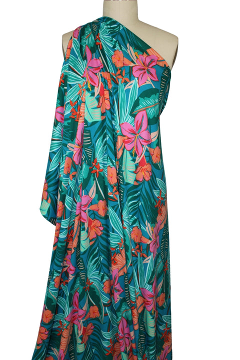 1 1/4+ yards of Afternoon on the Lanai Floral Jersey - Multi on Teals