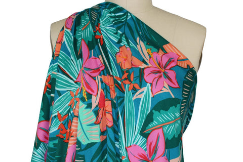 1 1/4+ yards of Afternoon on the Lanai Floral Jersey - Multi on Teals