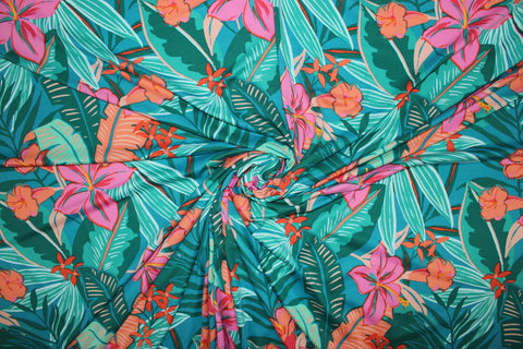 Afternoon on the Lanai Floral Jersey - Multi on Teals