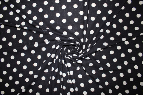 Polka Dot Linen Blend Broadcloth - White on Black