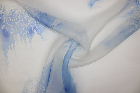 Je T'Aime Couture Designer Silk Organza - Blues/White