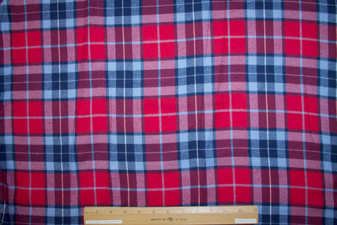 Beefy Yarn Dyed Plaid Cotton Flannel - Reds/Blues