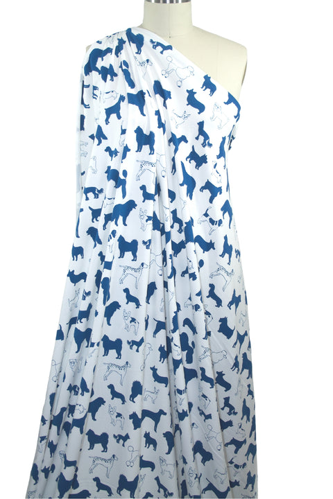 Dog Park Afternoon Organic Cotton Jersey - Blue on White