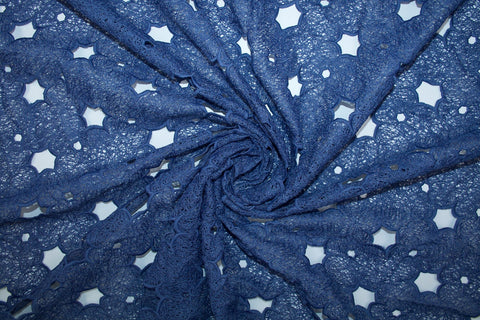1 yard of Modernistic Floral Guipure Lace - Medium Blue