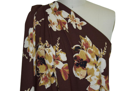 NY Designer Easy Care Floral Stretch Crepe - Brown Tones