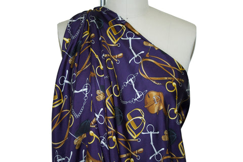 Hermes style equestrian silk fabric