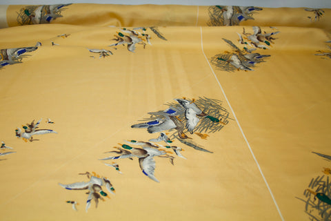 Duck Season Silk Twill Panel Print - Multi on Golden Wheat