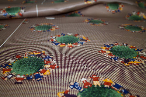 Hands Around the World Silk Panel Print - Multi on Brown