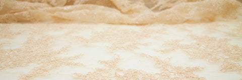 Pale peach French Reembroidered Chantilly Lace