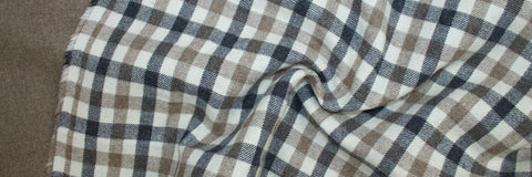 Wool double cloth: plaid on one side, solid on the other