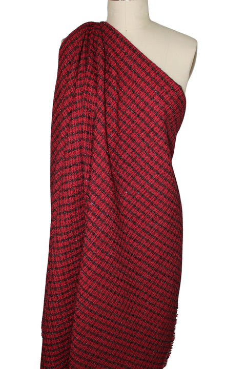 Red and black checked NY Designer bouclé