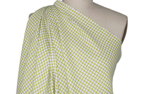 Lime and white checked bouclé