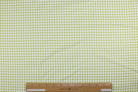 Lime and white checked bouclé
