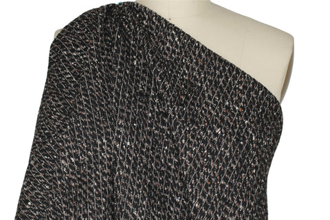 Pre-Interfaced Wool Bouclé - Black/Brown/White