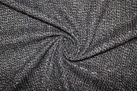 Pre-Interfaced Wool Bouclé - Black/Brown/White