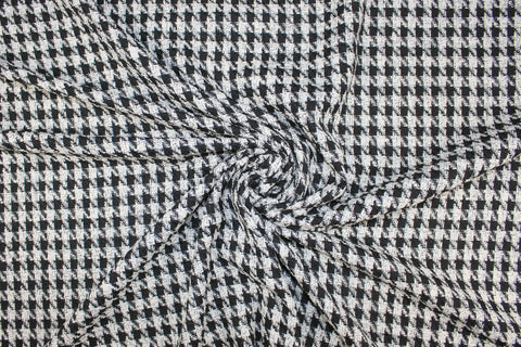 Black and white houndstooth bouclé tweed
