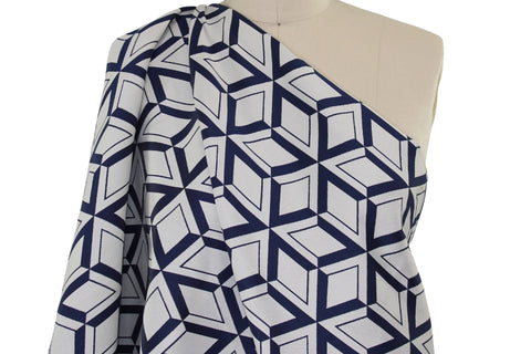 Cubic Measures Reversible Brocade - Navy/White