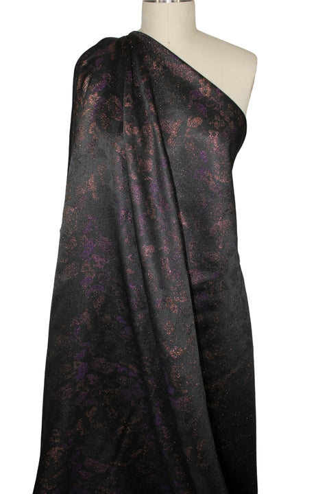 Reversible Floral Metallic Jacquard - Black/Purple/Pink-Copper