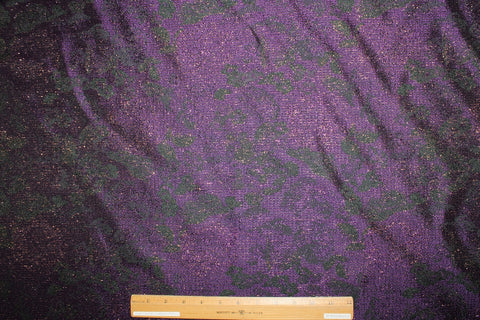 Reversible Floral Metallic Jacquard - Black/Purple/Pink-Copper