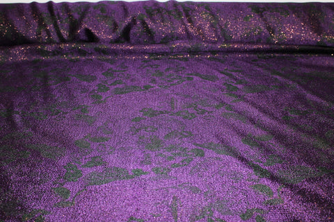 Reversible Floral Metallic Jacquard - Black/Purple/Pink-Copper