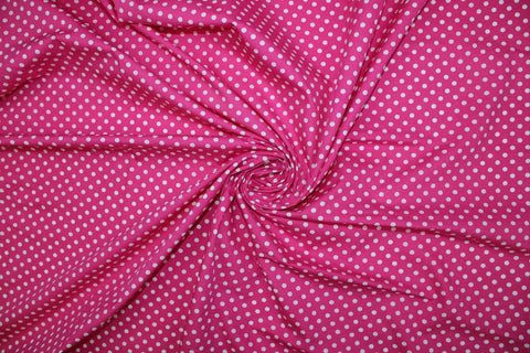 Polka Dot Cotton Poplin - White on Pink