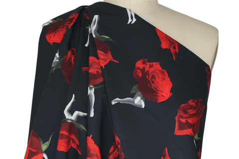 roses with legs print cotton