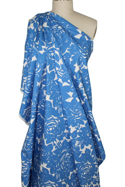 Rose print cotton bottom weight in blues