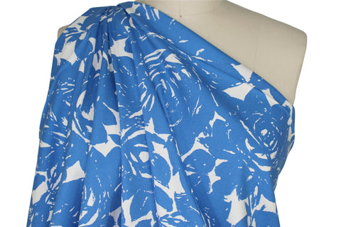 Rose print cotton bottom weight in blues