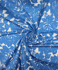 Rose print cotton bottom weight in blues