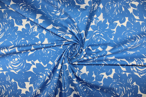 Rose print cotton bottom weight in blues
