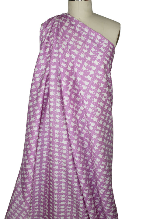 Abstract houndstooth check silk crepe de chine