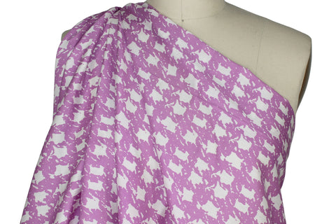 Abstract houndstooth check silk crepe de chine