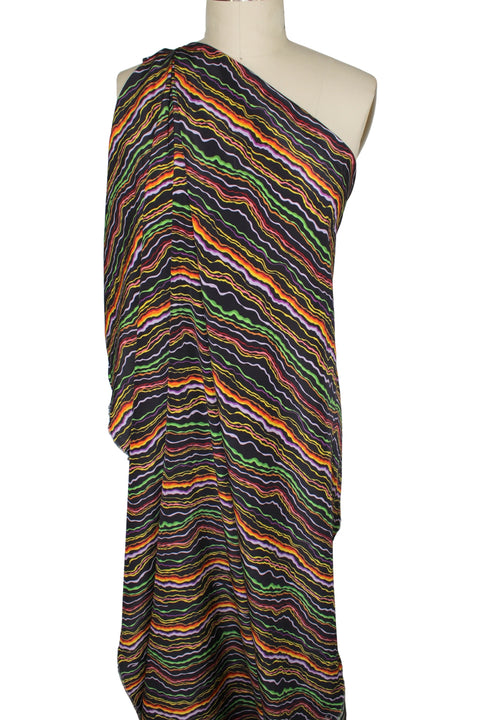 Squiggly lines silk crepe de chine