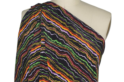 Squiggly lines silk crepe de chine
