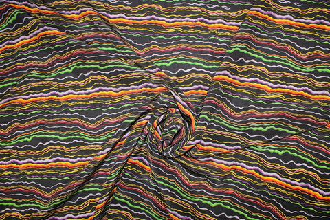 Squiggly lines silk crepe de chine