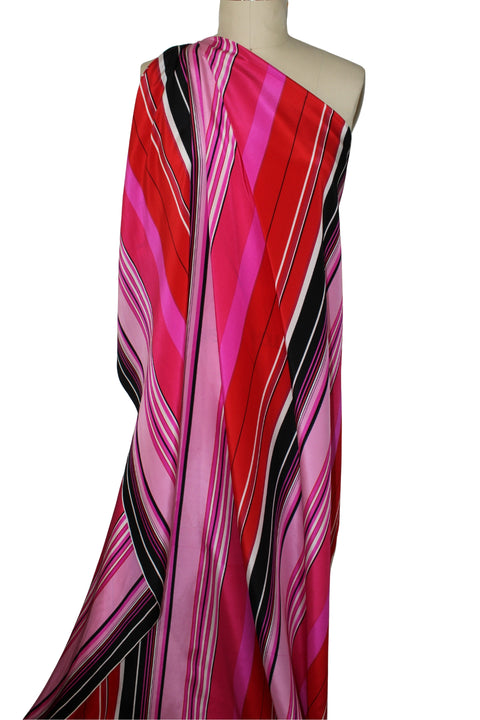 Striped silk crepe de chine panel print