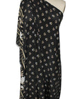 Floral border print silk crepe de chine