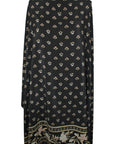 Floral border print silk crepe de chine