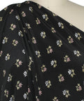 Floral border print silk crepe de chine