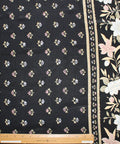Floral border print silk crepe de chine
