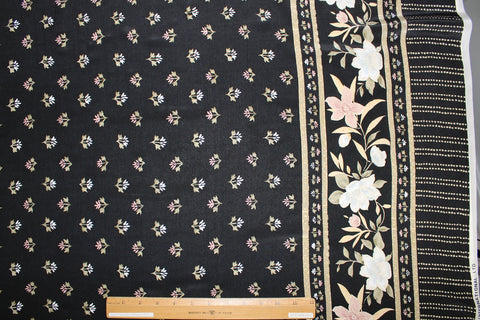 Floral border print silk crepe de chine