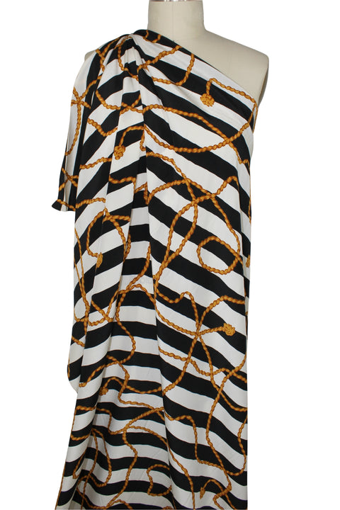 Stripe and rope print silk crepe de chine