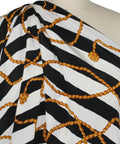 Stripe and rope print silk crepe de chine