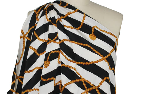 Stripe and rope print silk crepe de chine