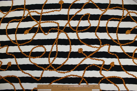 Stripe and rope print silk crepe de chine
